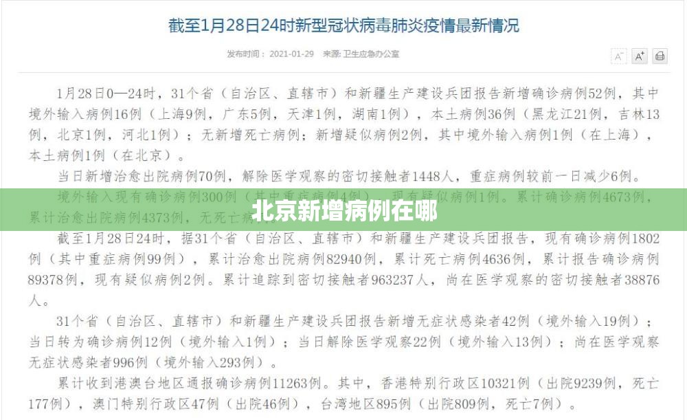 北京新增病例在哪 北京新增病例在哪